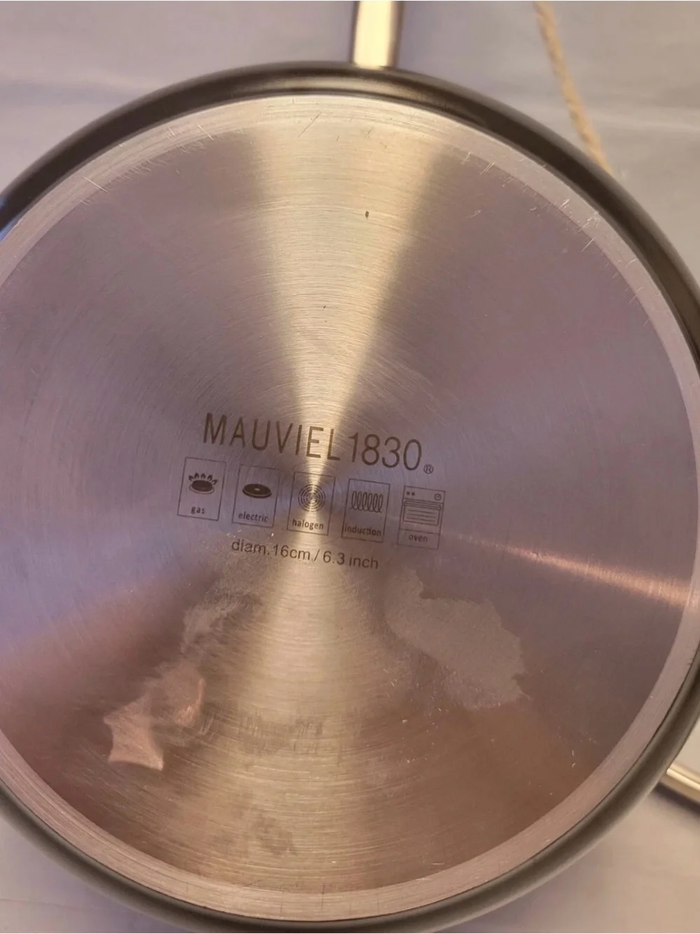 Mauviel M'STONE 1830 Sauce Pan W/ Glass Lid Cast Stainless Steel Handle 1.8-Qt